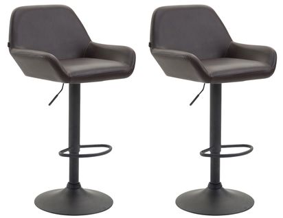 Lot De 2 Tabourets De Bar Moderne Et Confortable En Synthétique Marron Pieds Trompette En Métal No