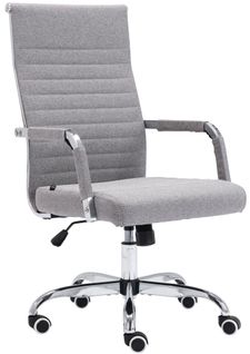 Fauteuil De Bureau Sur Roulettes Confortable Hauteur Réglable En Tissu Gris Cadre Métal Chromé