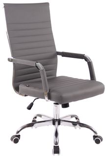 Fauteuil De Bureau Sur Roulettes Confortable Hauteur Réglable En Synthétique Gris Cadre Métal