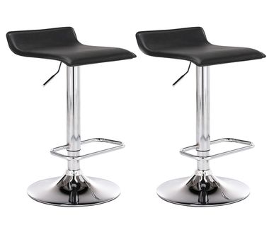 Lot De 2 Tabourets De Bar En Synthétique Noir Hauteur Réglable Avec Repose-pieds Chromé Tdb10162