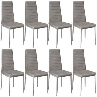 Lot De 8 Chaises Siège De Salon Cuisine Salle à Manger Design Carré Élégant Gris 08_0