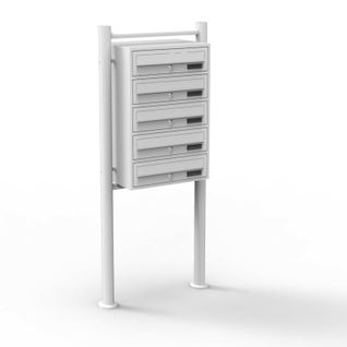 Bloc 5 Boites Aux Lettres Sur Pieds 5 Entrées Acier Galvanisé Blanc 16_0000040