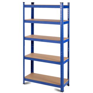 Etagère Établi Rangement Charge Lourde Métallique Tablettes En Bois à 5 Niveaux 75 X 30 X 150 Cm