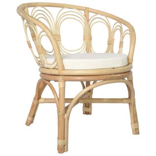 Chaise De Salle à Manger Avec Coussin Rotin Naturel Et Lin Cds020011