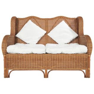 Canapé 2 Places De Salon Salle De Séjour Maison Intérieur Places Marron Clair Rotin N