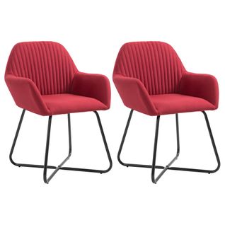 Lot De 2 Chaises De Salle à Manger Cuisine Design Moderne En Tissu Rouge Bordeaux Cds020991