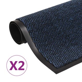 Lot De 2 Paillassons Rectangulaires 90 X 150 Cm Bleu Dec023168