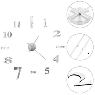 Horloge Murale 3d Design Moderne 100 Cm XXL Argenté Dec022267