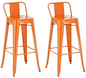 Lot De 2 Tabourets De Bar Industriel En Métal Avec Repose-pied Couleur Orange Tdb10142