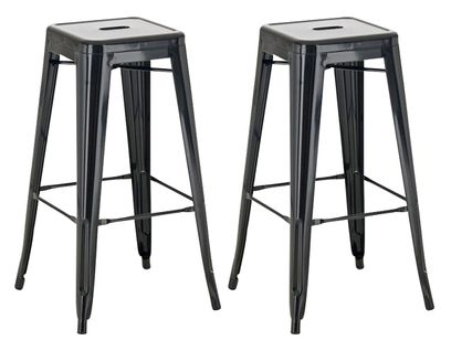 Lot De 2 Tabourets De Bar Style Industriel En Métal Avec Repose-pieds Noir Tdb10119