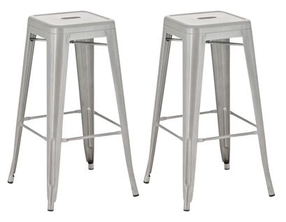 Lot De 2 Tabourets De Bar Style Industriel En Métal Avec Repose-pieds Gris Tdb10118