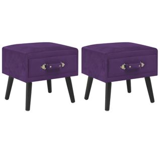 Table De Nuit Chevet Meuble Chambre 2 Pcs Violet Foncé 40x35x40 Cm Velours 1402050