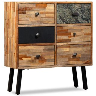 Buffet Bahut Armoire Console Meuble De Rangement Latérale Avec 6 Tiroirs Teck Massif De Récupérati