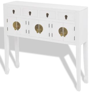 Buffet Bahut Armoire Console Meuble De Rangement En Style Chinois En Bois Massif Blan