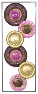 Décoration Murale à Suspendre Motif Plaque Métal Violet/or 28,5x4x74,5 Cm Dec05083