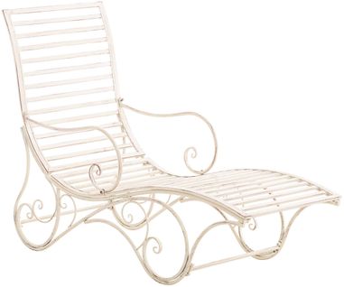 Chaise Longue Pour Jardin Transat En Métal Crème Vieilli Mdj10214