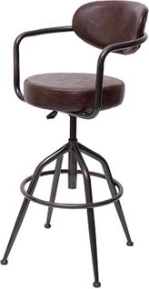 1x Tabouret De Bar Pivotant Style Industriel Réglable En Hauteur Marron Vintage Avec Dossier Tdb04