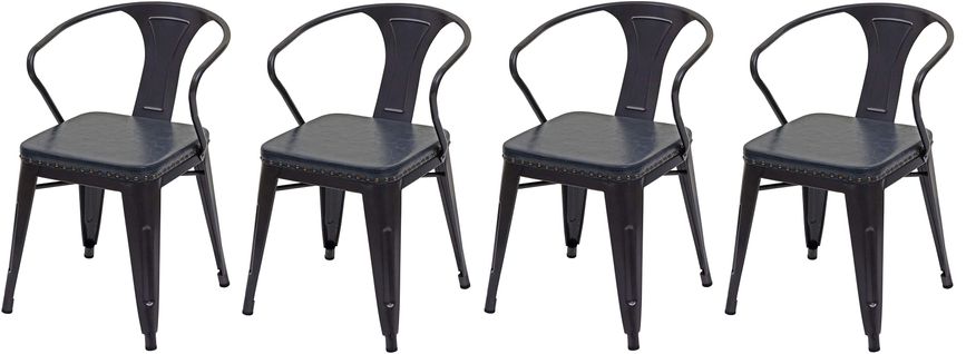 4x Chaises De Salle à Manger Cuisine En Synthétique Et Métal Style Industrielle Gris Noir Cds04552