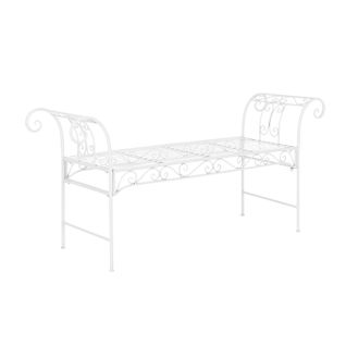 Banc De Jardin Vintage Extérieur Métal 70 X 147 X 46 Cm Blanc 03_0006443