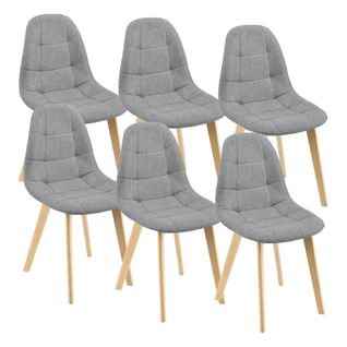 Lot De 6 Chaises De Salle à Manger 86 X 53 X 47 Cm Gris Clair 03_0006787