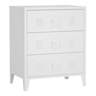 Commode Stylée Meuble De Rangement Pratique Métallique Acier 72 X 60 X 40 Cm Blanc 03