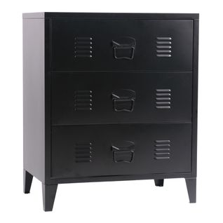 Commode Stylée Meuble De Rangement Pratique Métallique Acier 72 X 60 X 40 Cm Noir 03_