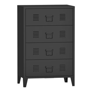 Commode Stylée Meuble De Rangement Pratique Métallique Avec 4 Tiroirs Acier 92 X 80 X