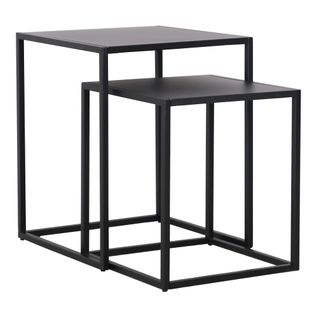 Set De 2 Tables Gigognes Pour Salon Acier Noir Mat 03_0008375