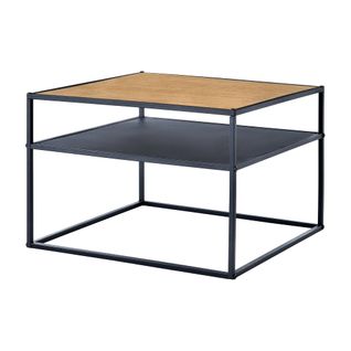 Table Basse Carrée 40 X 55 X 55 Cm Avec Espace De Stockage Noir Effet Bois 03_0008431