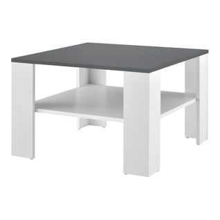 Table Basse De Salon 60 X 60 X 40 Cm Blanc Et Gris Foncé 03_0008433
