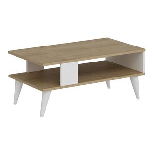 Table Basse Avec Espace De Rangement 40 X 90 X 45 Cm Effet Chêne / Blanc 03_0008463