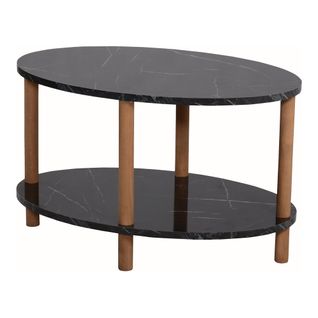 Table Basse Ovale 43 X 70 X 44 Cm Marbre Noir 03_0008481
