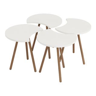 Set De 4 Tables Basses Emboîtables 48 X 77 X 77 Cm Blanc 03_0008525