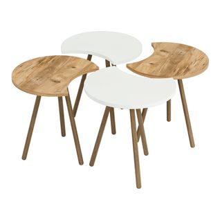 Set De 4 Tables Basses Emboîtables 48 X 77 X 77 Cm Blanc / Effet Bois 03_0008526