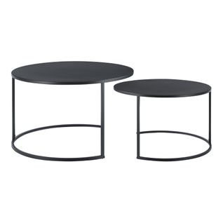 Lot De 2 Tables Basses Rondes Gigognes Métal Noir 03_0008530