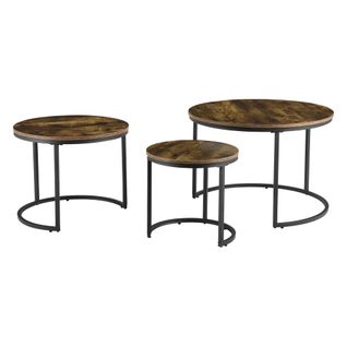 Lot De 3 Tables Basses Gigognes Effet Bois Foncé Rondes 03_0008546