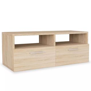 Meuble Télé Buffet TV Télévision Design Pratique Aggloméré 95 Cm Chêne 2502092