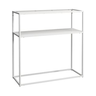 Table Console Métal Verre Trempé 80 X 80 X 30 Cm Blanc Transparent 03_0008580