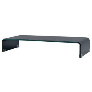 Meuble Télé Buffet TV Télévision Design Pratique Support Pour Moniteur 70 Cm Verre Noir 2502230