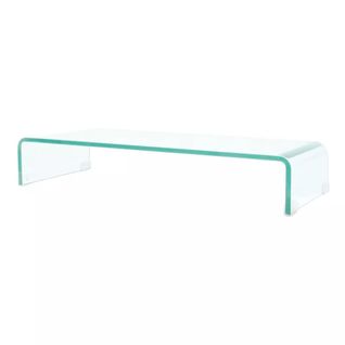Meuble Télé Buffet TV Télévision Design Pratique Pour Moniteur 80 Cm Verre Transparent 2502221