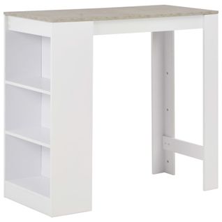 Table Haute Mange Debout Bar Bistrot Avec Étagère Blanc 110 Cm 0902051