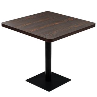Table Haute Mange Debout Bar Bistrot Mdf Et Acier Carré 80 X 80 Cm Frêne Foncé Marron