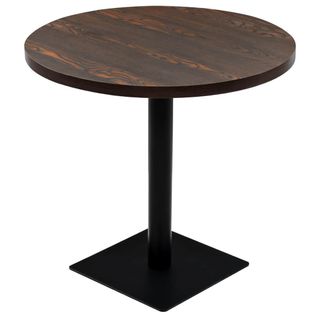 Table Haute Mange Debout Bar Bistrot Mdf Et Acier Rond 80 Cm Frêne Foncé Marron 09021