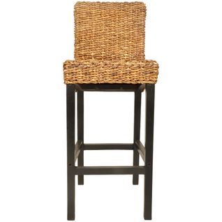 Lot De Deux Tabourets De Bar Design Chaise Siège Bois De Mangue Et D'abaca Marron 120