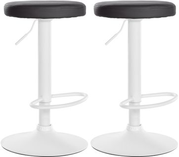 Lot De 2 Tabourets De Bar Design Simple Avec Assise En Synthétique Noir Et Cadre Métal Blanc Tdb10