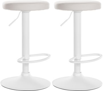 Lot De 2 Tabourets De Bar Design Simple Avec Assise En Synthétique Blanc Et Cadre Métal Blanc Tdb1