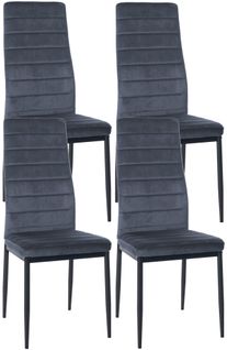 Lot De 4 Chaises De Salle à Manger Design Simple En Tissu Velours Avec Couture Gris Clair Cadre En
