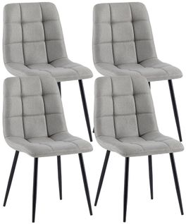 Lot De 4 Chaises De Salle à Manger En Tissu Gris Pieds Métal Noir Design Moderne Et Confortable Cd