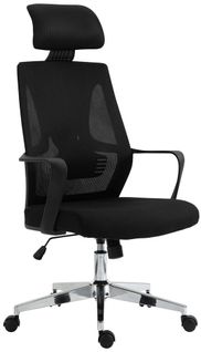 Fauteuil De Bureau Ergonomique En Maille Noir Hauteur Réglable Et Siège Pivotant Repose-tête Ajust
