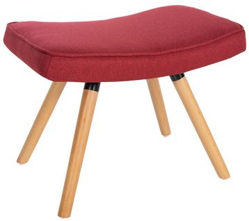 Repose-pieds Tabouret Bout De Lit En Tissu Rouge Pieds En Bois Style Scandinave Tabo10202